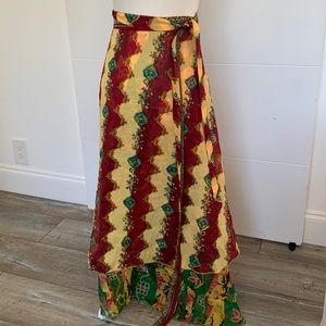 Baba Clothing silk wrap around long skirt